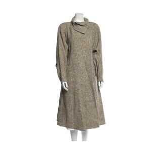 Vintage Fendi 365 Roma 100% Wool Tweed Swing Rain Trench Coat Beige UK38 US-M